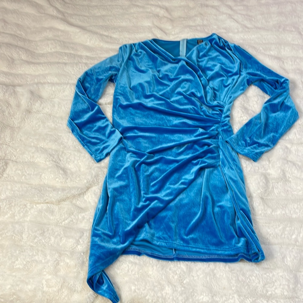 Blue velour velvet dress